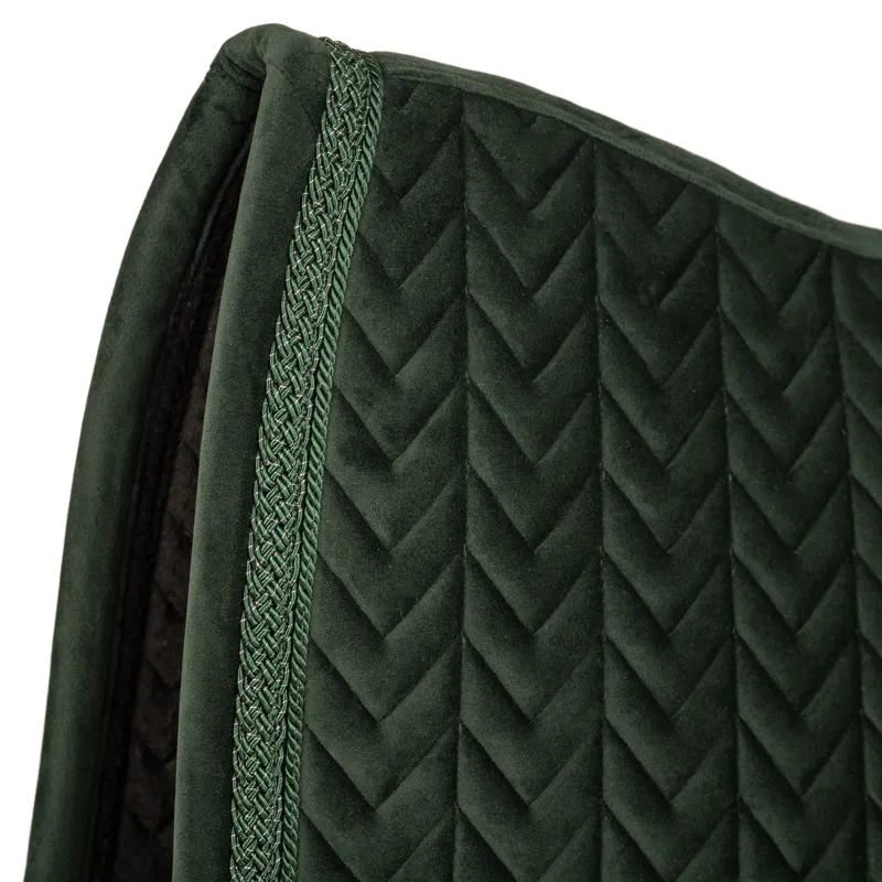 Kentucky Fishbone Plaited Glitter Rope Velvet Dressage Saddlecloth - Dark Green-1