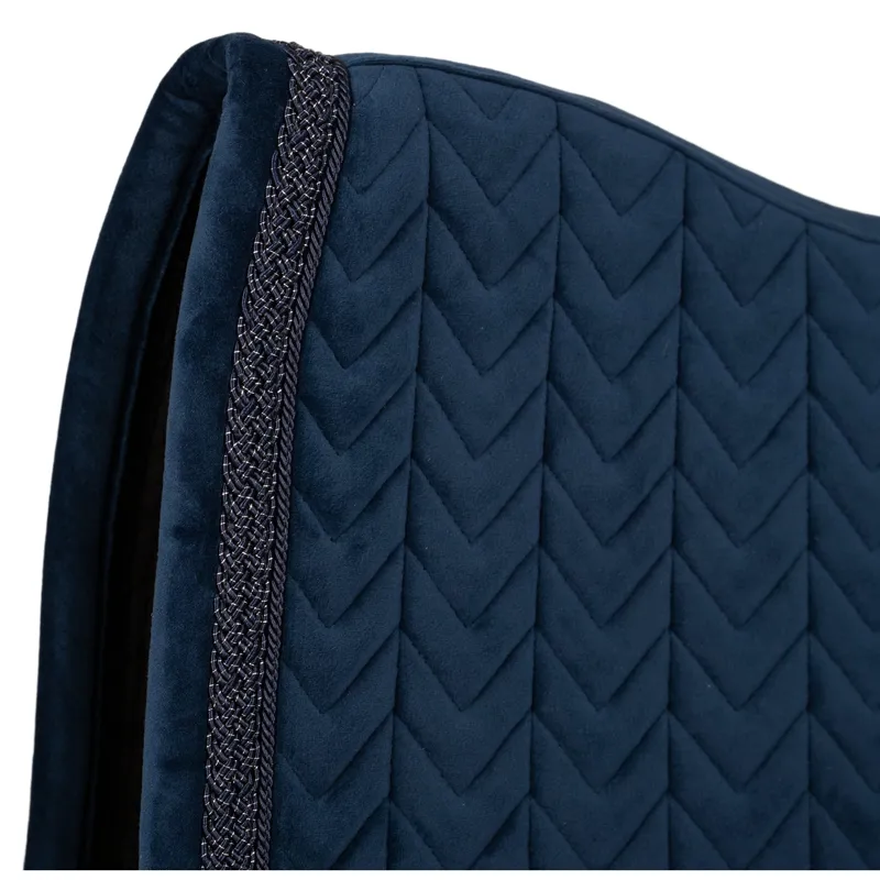 Kentucky Fishbone Plaited Glitter Rope Velvet Dressage Saddlecloth - Navy-1
