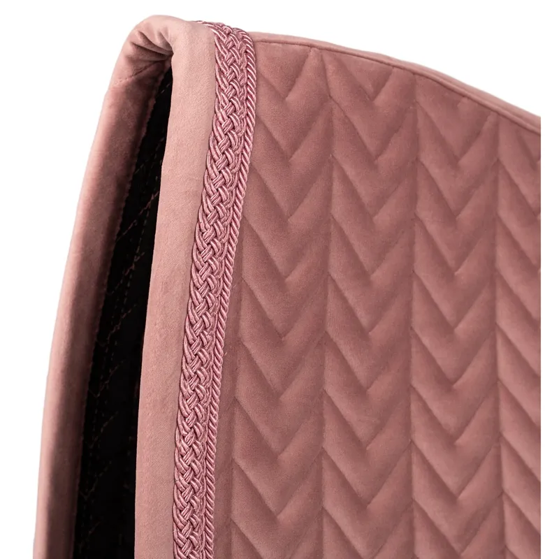 Kentucky Fishbone Plaited Glitter Rope Velvet Dressage Saddlecloth - Old Rose-1