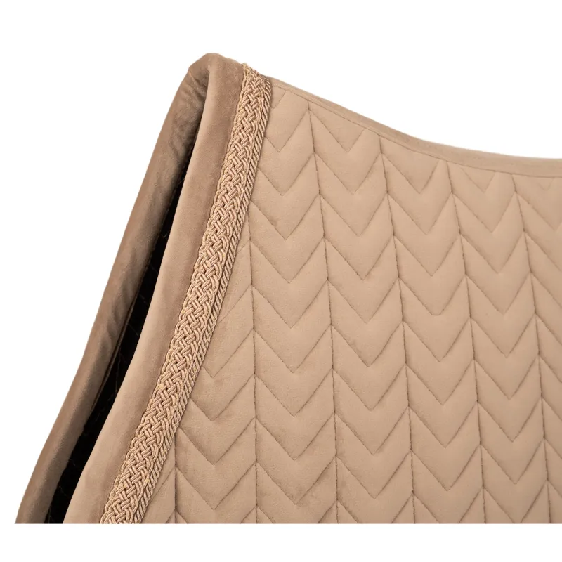 Kentucky Fishbone Plaited Glitter Rope Velvet Jumping Saddlecloth - Beige-1