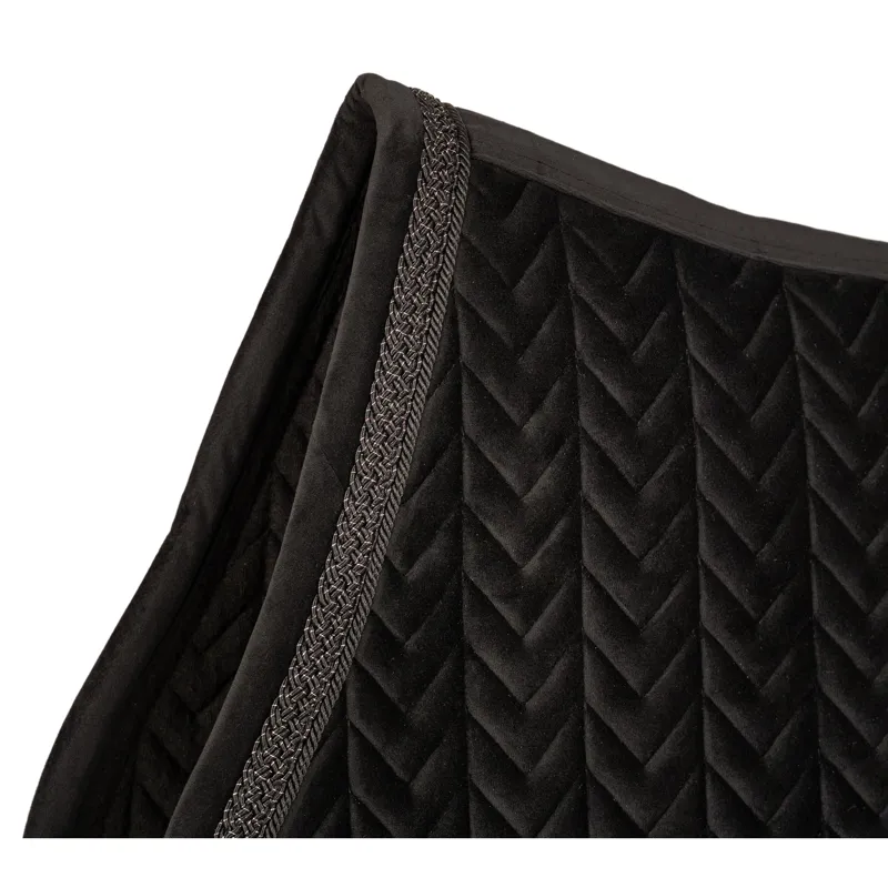 Kentucky Fishbone Plaited Glitter Rope Velvet Jumping Saddlecloth - Black-1