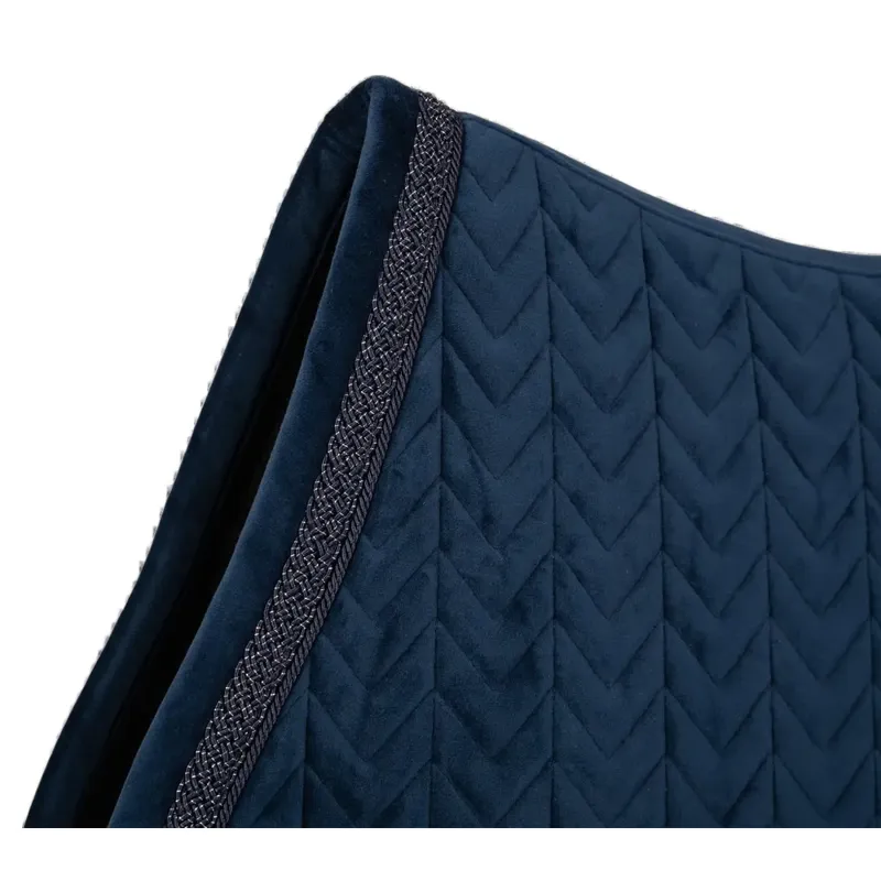 Kentucky Fishbone Plaited Glitter Rope Velvet Jumping Saddlecloth - Navy-1