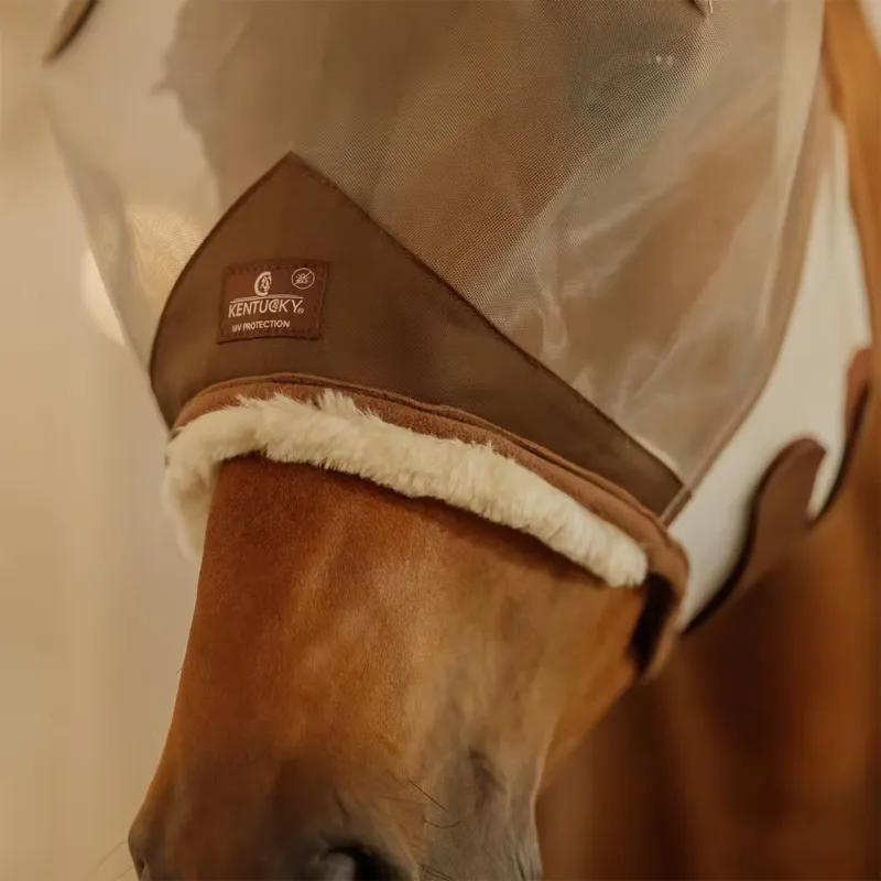 Kentucky Skin Friendly Fly Mask with Ears - Silver-5