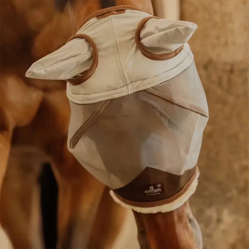 Kentucky Skin Friendly Fly Mask with Ears - Silver-4