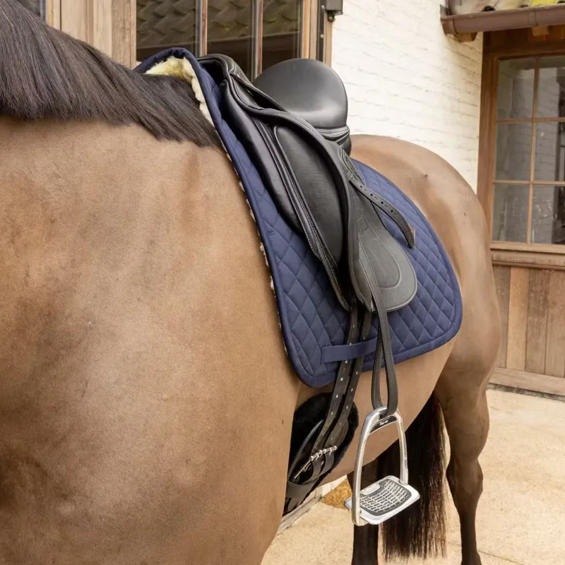 Kentucky Skin Friendly Sheepskin Diamond Dressage Saddle Pad - Navy-2