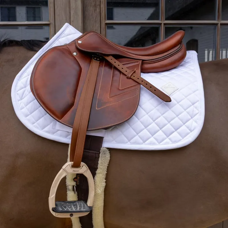 Kentucky Skin Friendly Sheepskin Diamond Jumping Saddlecloth - White-1