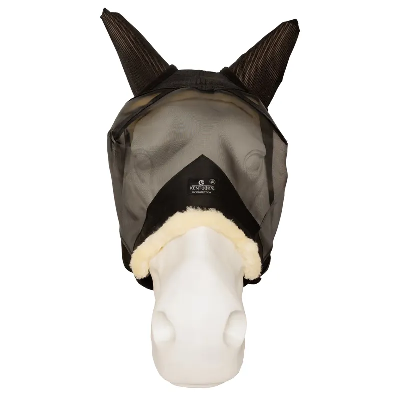 Kentucky Skin Friendly Fly Mask with Ears - Black-2