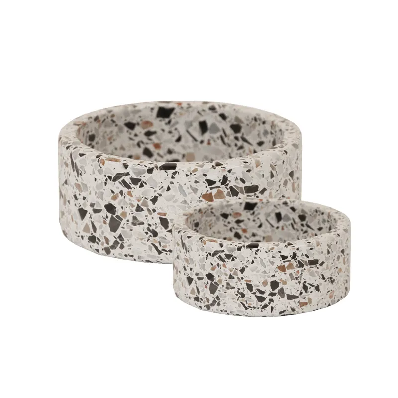 Kentucky Stone Terrazzo Dog Bowl - White-1