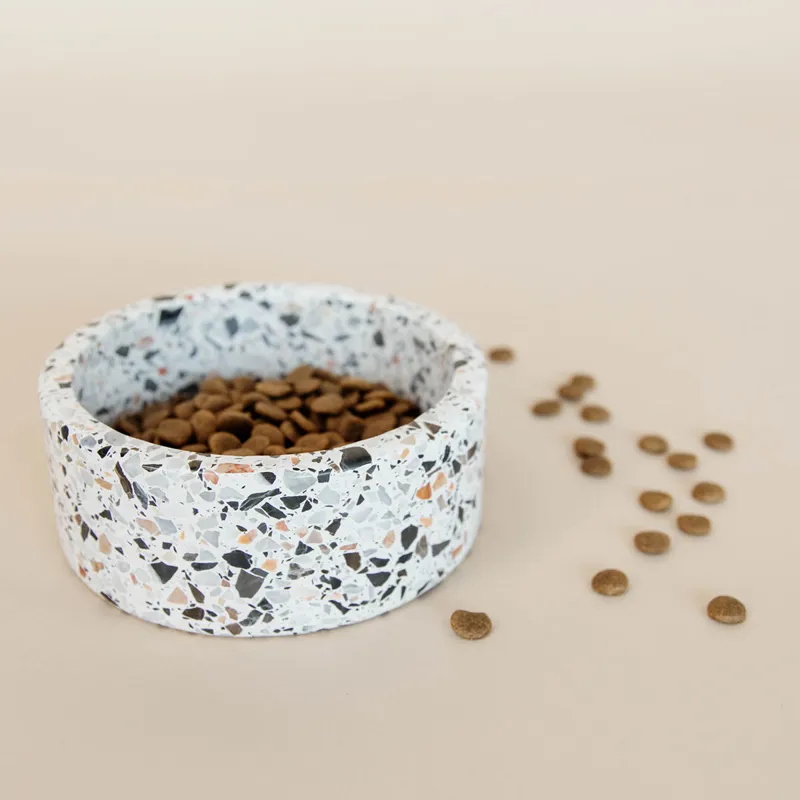 Kentucky Stone Terrazzo Dog Bowl - White