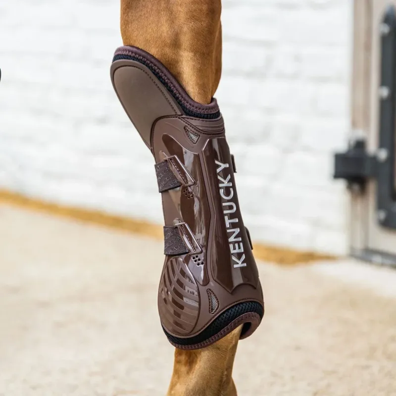 Kentucky Elastic Knee Protection Tendon Boots - Brown-5