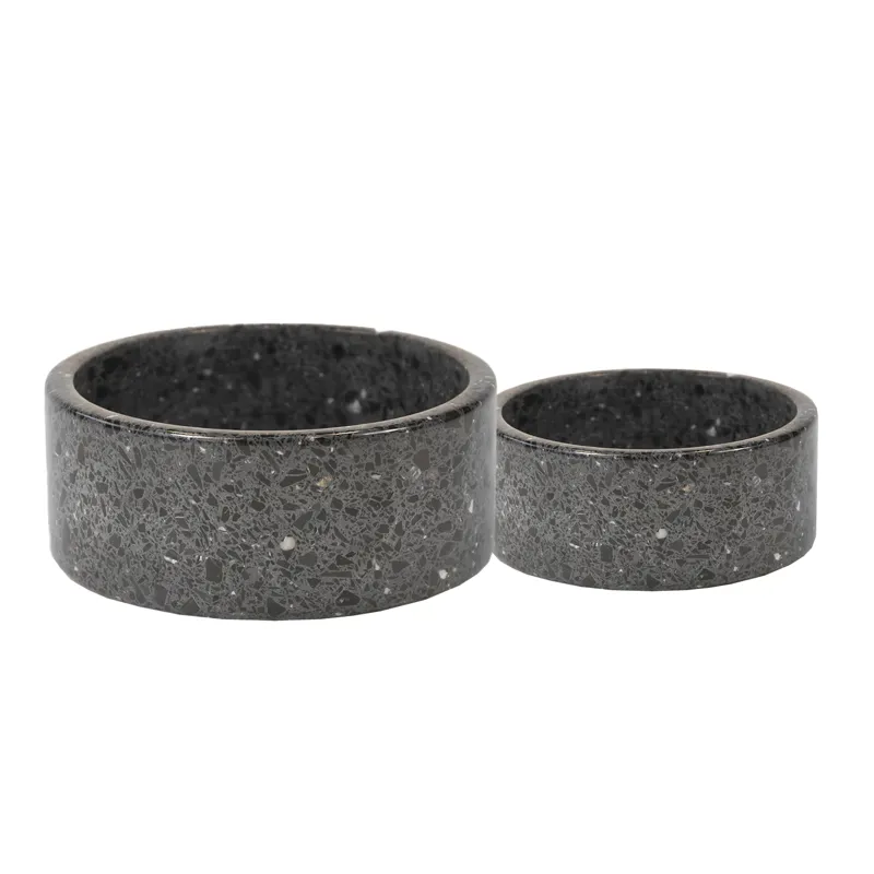 Kentucky Stone Terrazzo Dog Bowl - Black-1