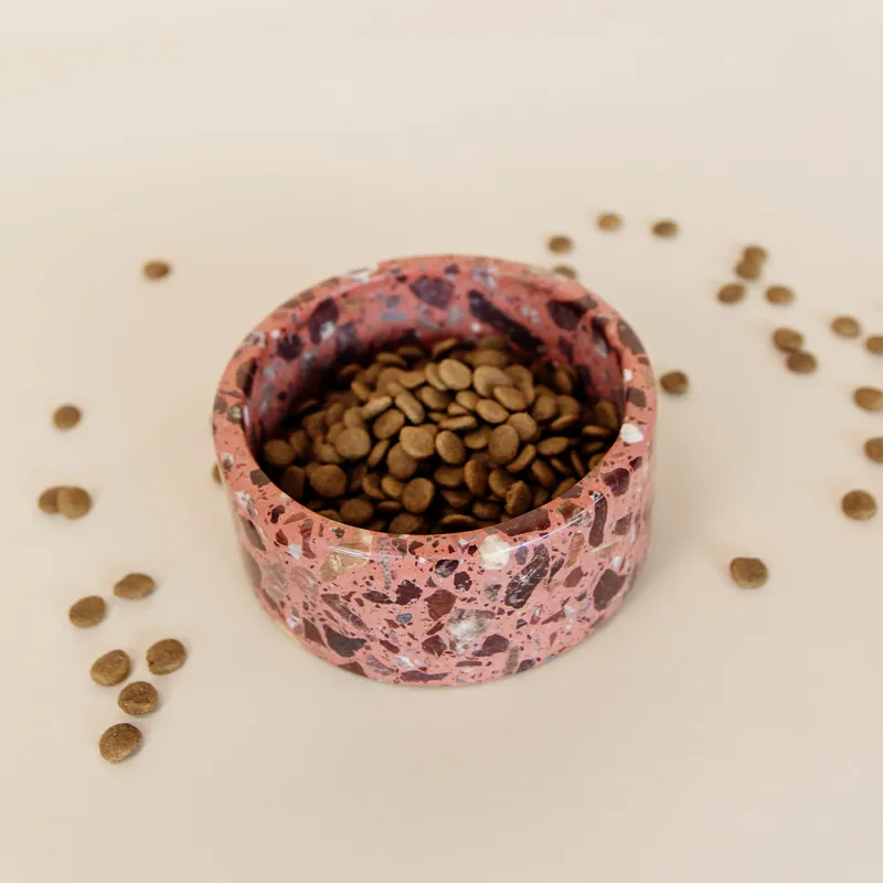 Kentucky Stone Terrazzo Dog Bowl - Brown