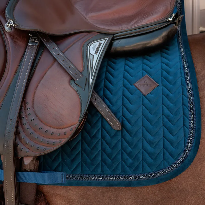 Kentucky Velvet Mini Pearls Show Jump Saddlecloth - Navy-3