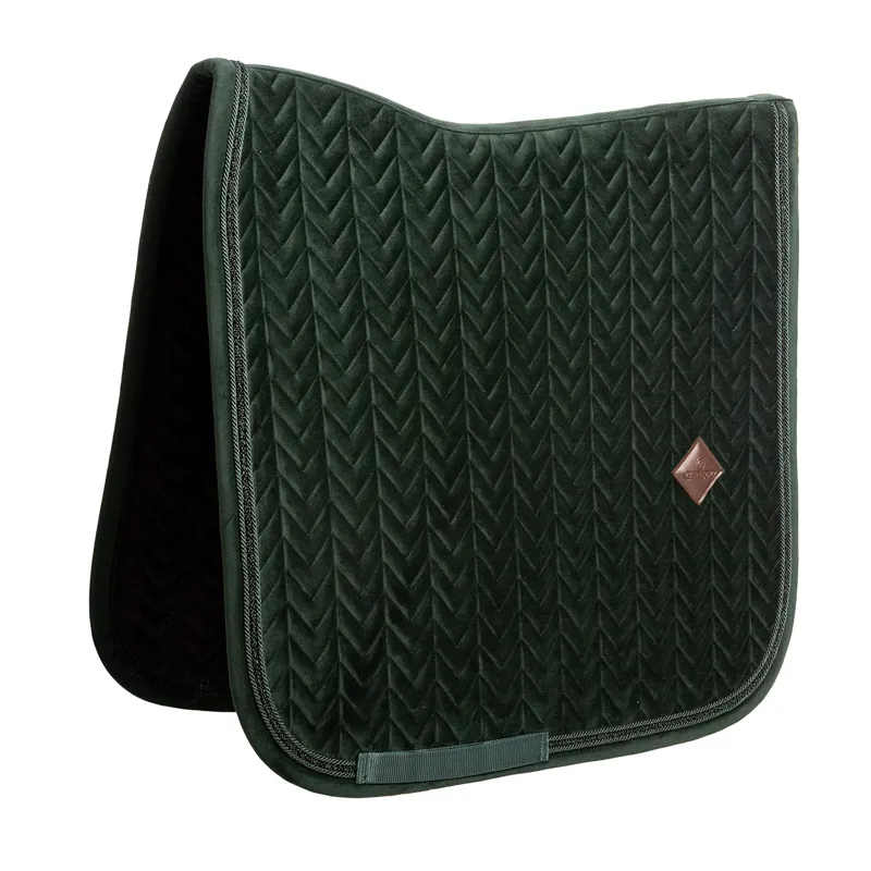 Kentucky Velvet Mini Pearls Dressage Saddlecloth - Pine Green-1