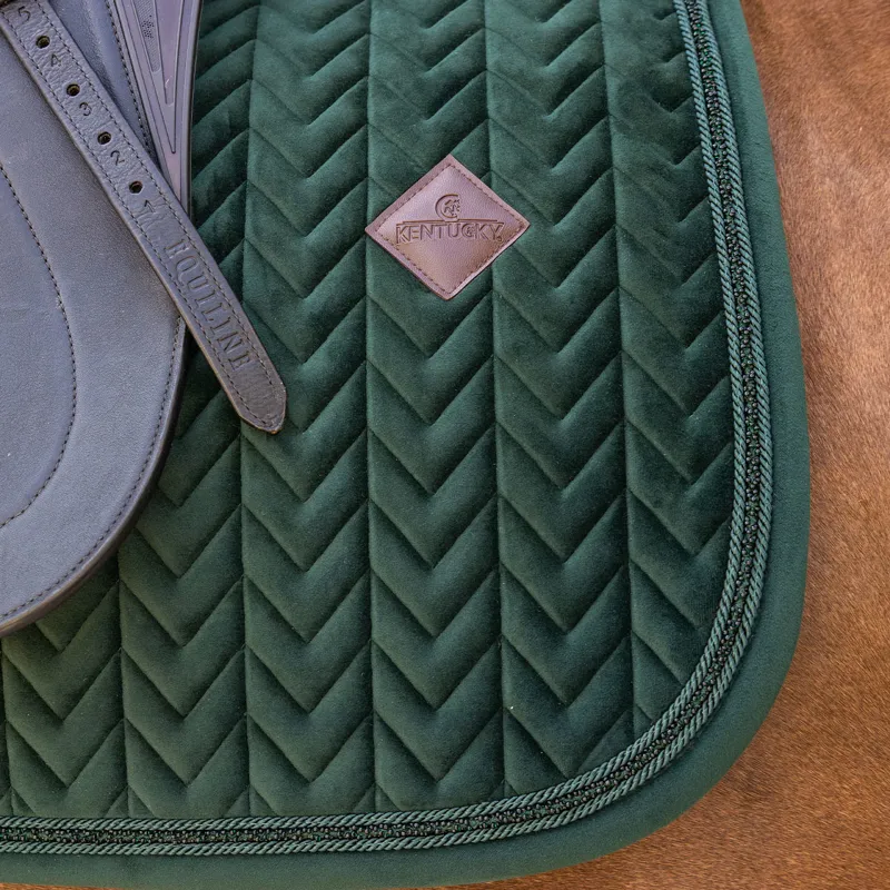 Kentucky Velvet Mini Pearls Dressage Saddlecloth - Pine Green-3