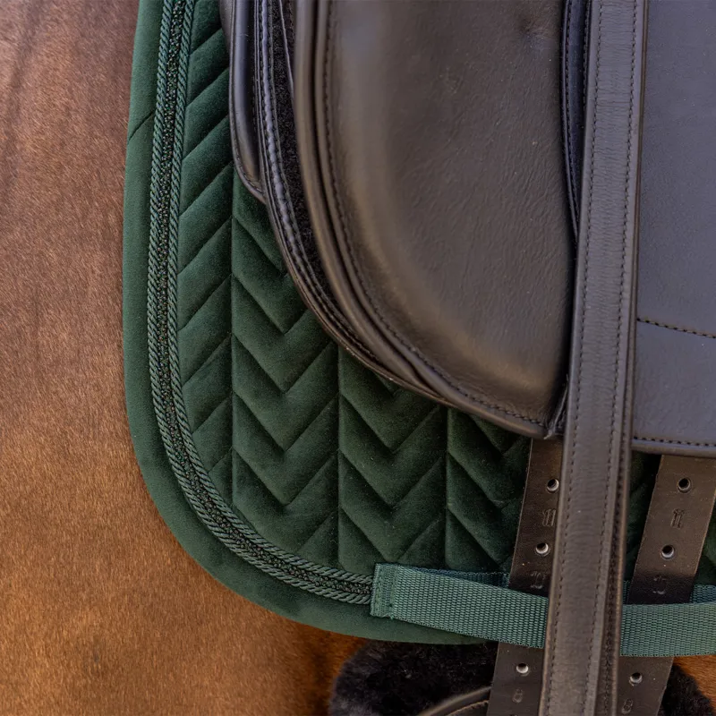 Kentucky Velvet Mini Pearls Dressage Saddlecloth - Pine Green-2