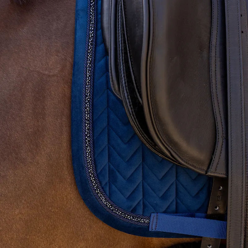 Kentucky Velvet Mini Pearls Dressage Saddlecloth - Navy-3
