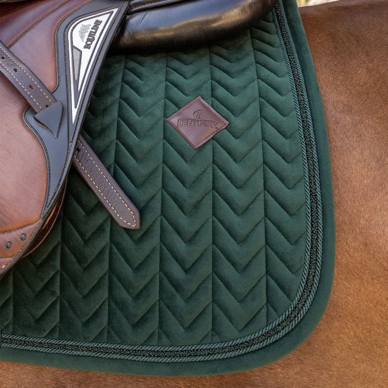 Kentucky Velvet Mini Pearls Show Jump Saddlecloth - Pine Green-3