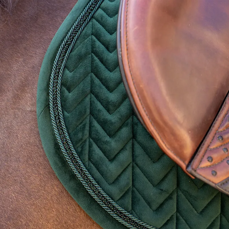 Kentucky Velvet Mini Pearls Show Jump Saddlecloth - Pine Green-2