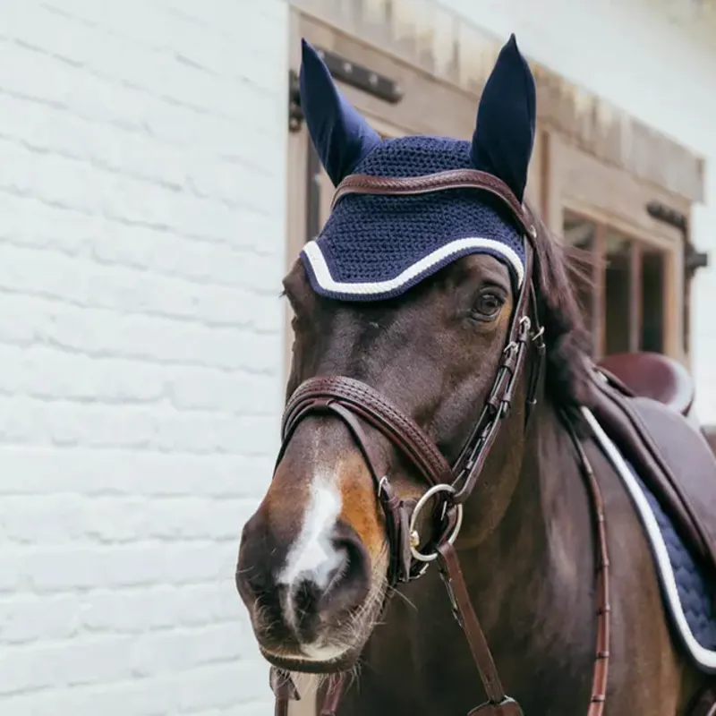 Kentucky Wellington Plaited Cord Soundless Ear Fly Veil - Navy-1