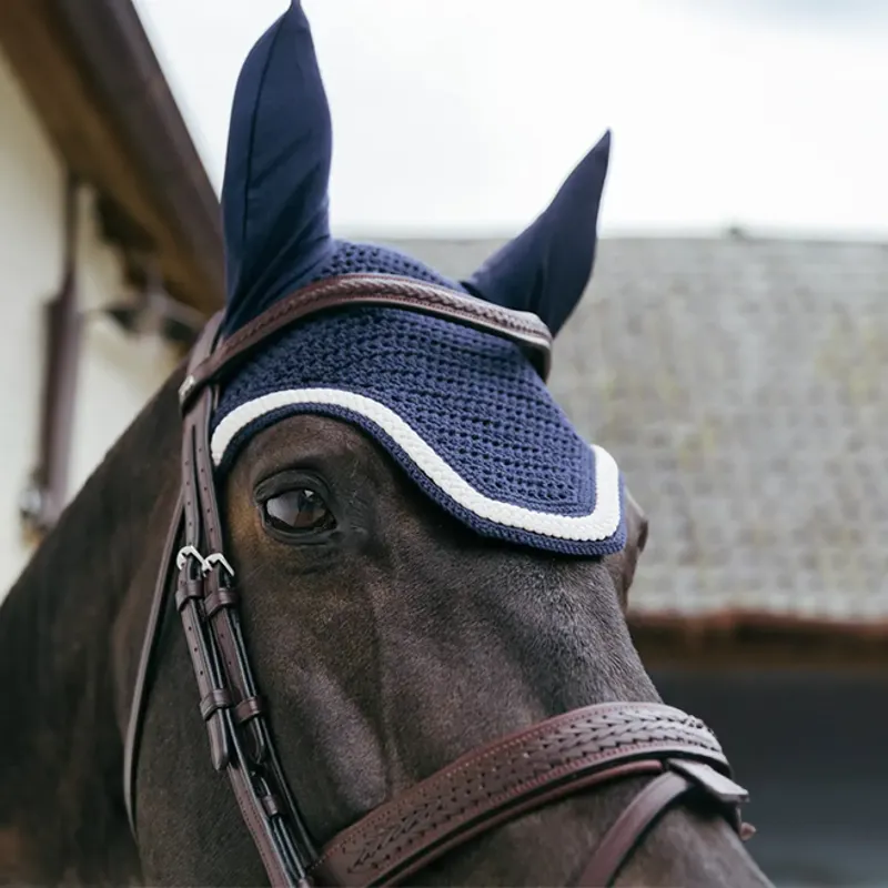 Kentucky Wellington Plaited Cord Soundless Ear Fly Veil - Navy-3