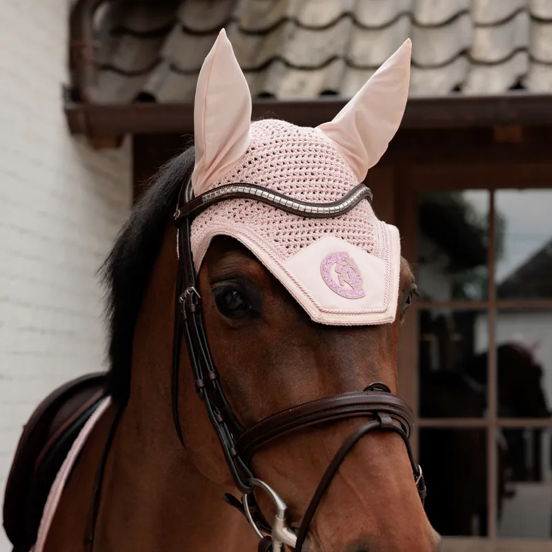 Kentucky Wellington Sparkling Logo Fly Veil - Old Rose-1