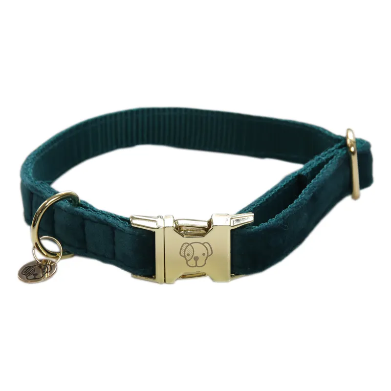 Kentucky Velvet Dog Collar - Emerald-3