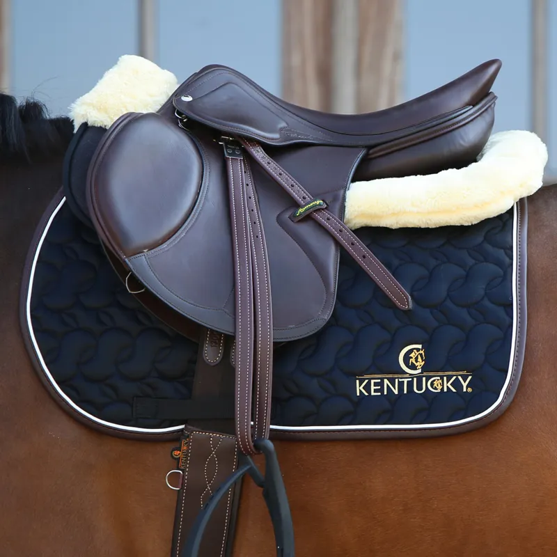 Kentucky Saddlecloth - Navy/White/Brown-1