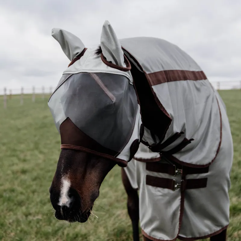 Kentucky Classic Fly Mask with Ears - Silver-1