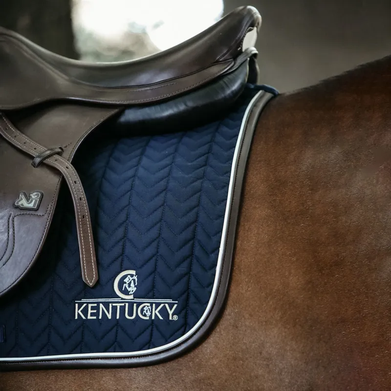 Kentucky Leather Fishbone Jumping Saddlecloth - Navy-1