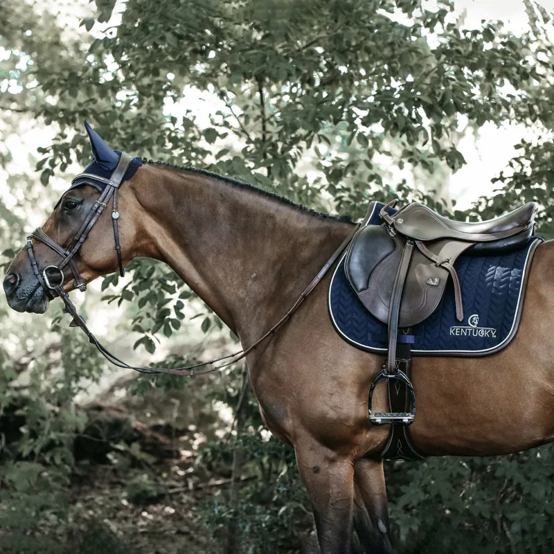 Kentucky Leather Fishbone Jumping Saddlecloth - Navy-3