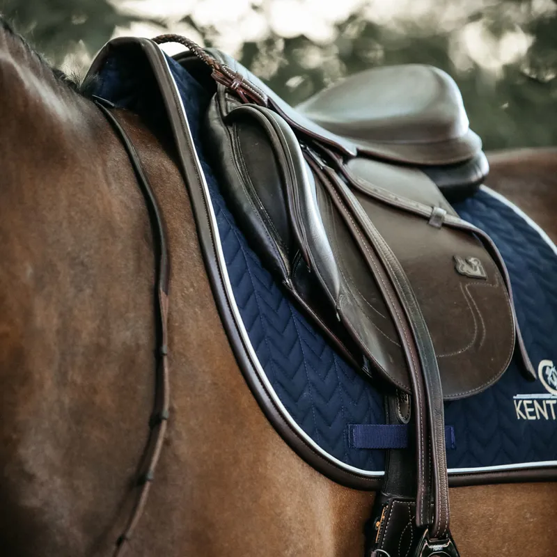 Kentucky Leather Fishbone Jumping Saddlecloth - Navy-2