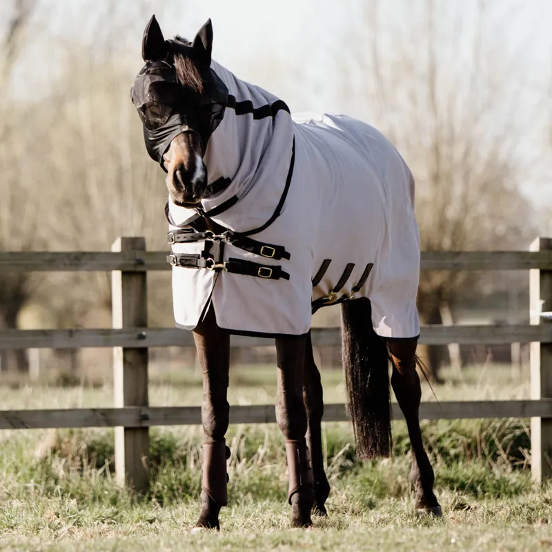 Kentucky Mesh Detachable Neck Fly Rug - Beige-3