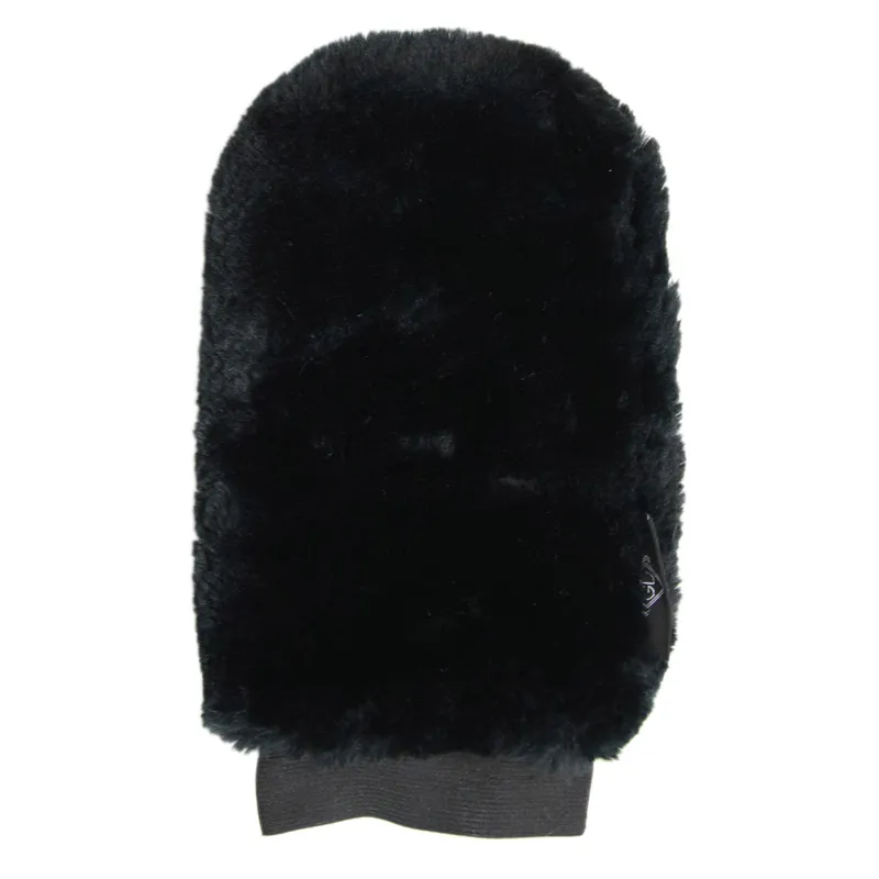 Grooming Deluxe Faux Sheepskin Grooming Mitt - Black-3