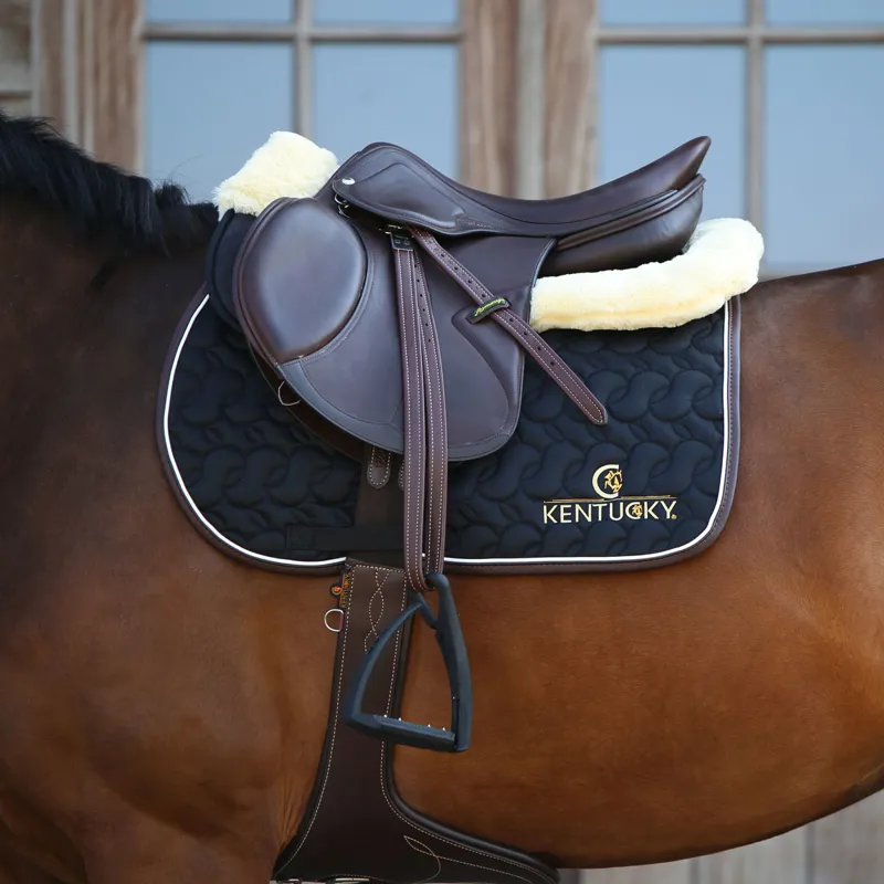 Kentucky Sheepskin Anatomic Absorb Half Pad - Black/Natural-3