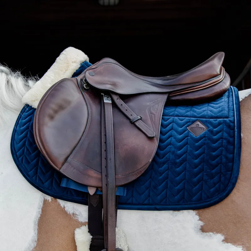 Kentucky Skin Friendly Velvet Jumping Saddlecloth - Navy-1