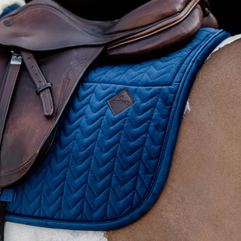 Kentucky Skin Friendly Velvet Jumping Saddlecloth - Navy-2