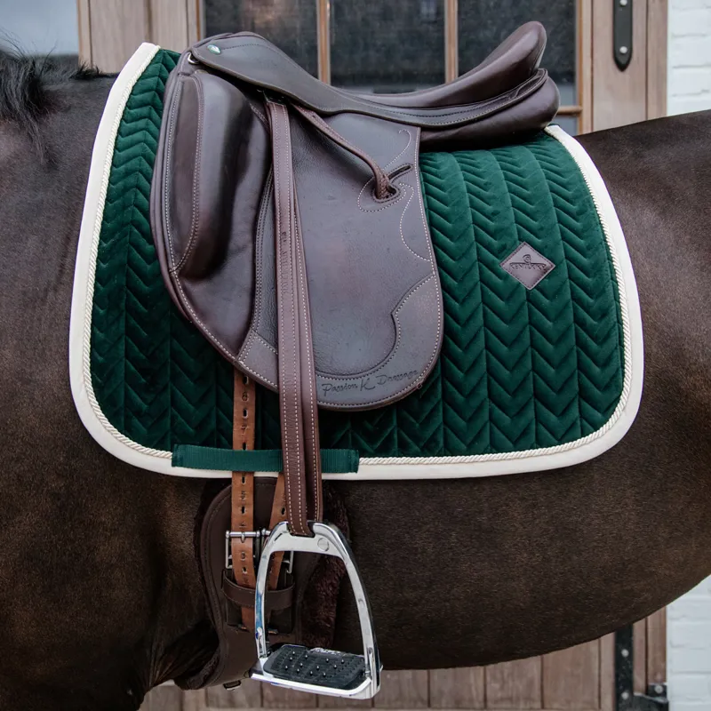 Kentucky Velvet Contrast Dressage Saddlecloth - Pine Green