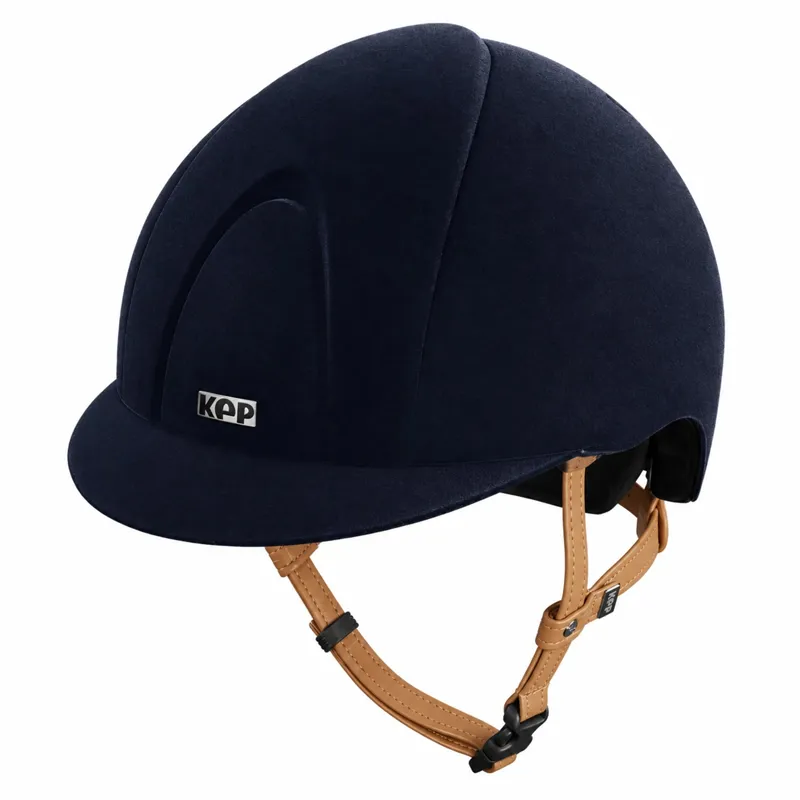 KEP Smart Nova Hunter Standard Velvet Riding Hat - Blue/Dark Beige