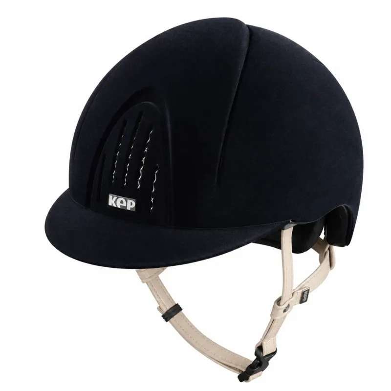 KEP Smart Nova Standard Velvet Riding Hat - Black/Light Beige
