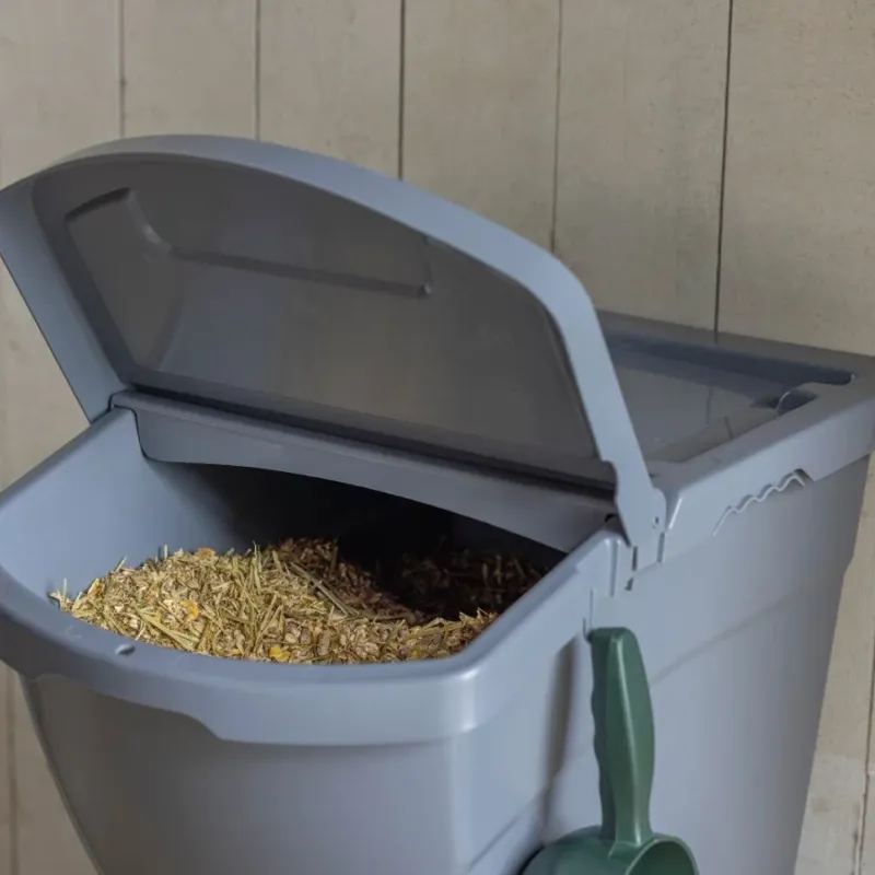 Kerbl Stackable 60L Feed Storage Box - Grey-4