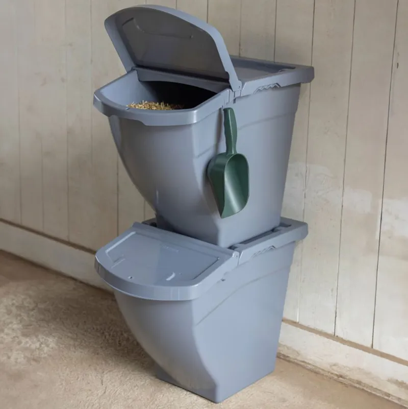 Kerbl Stackable 60L Feed Storage Box - Grey-8