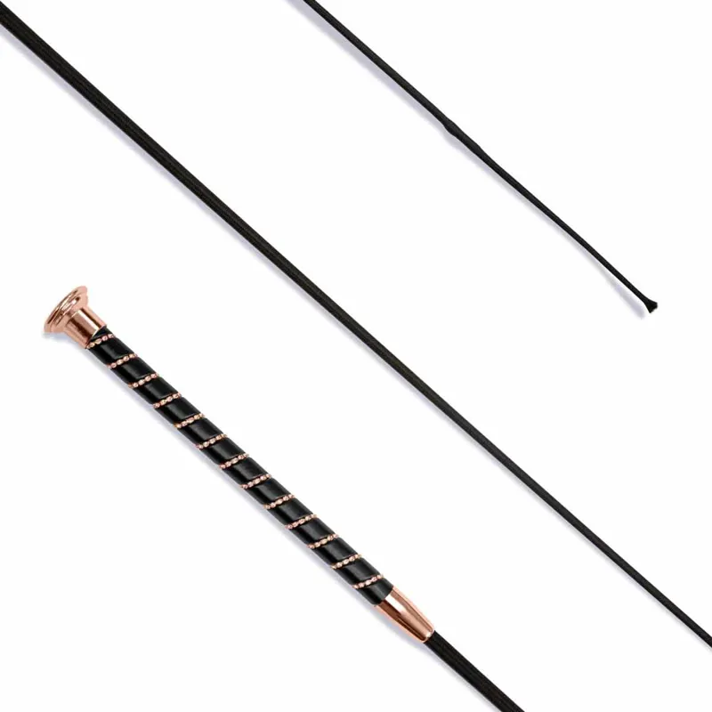 KM Elite Dressage Whip with Crystal Spiral Black/Rose Gold