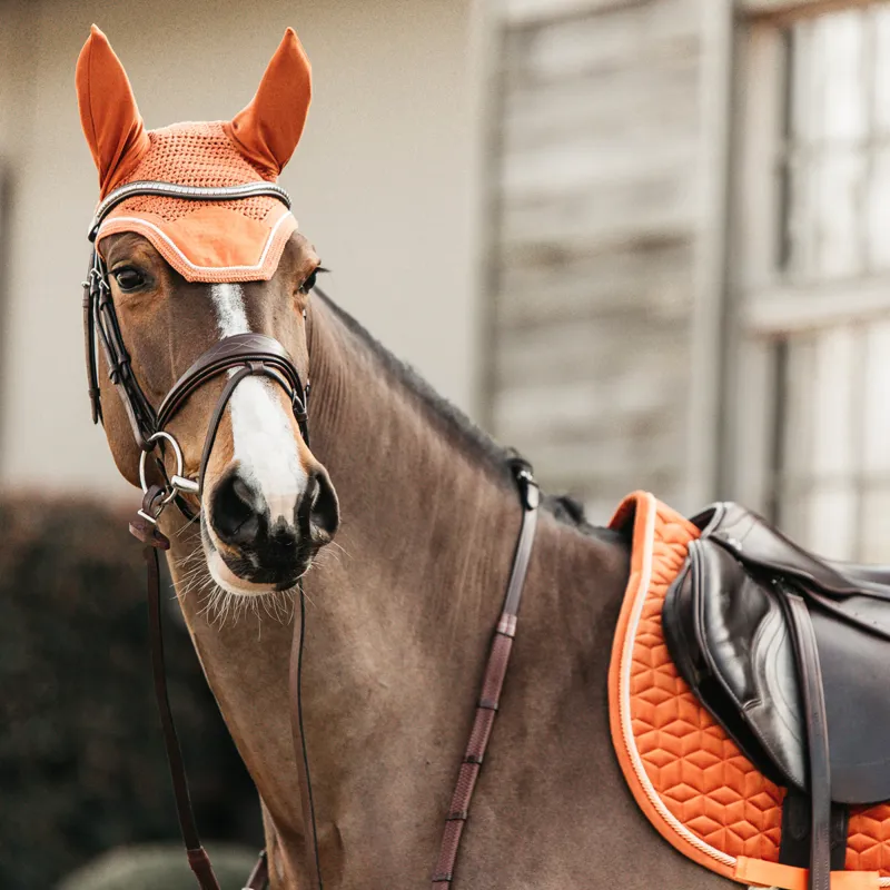 Kentucky Wellington Velvet Fly Veil - Orange-1