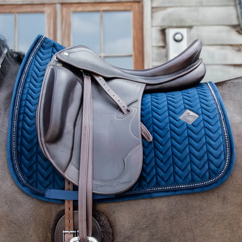 Kentucky Velvet Pearls Dressage Saddlecloth - Navy-3
