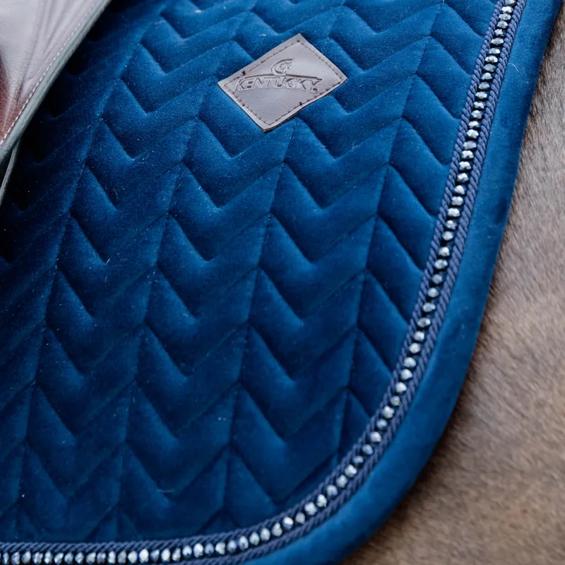 Kentucky Velvet Pearls Saddlecloth - Navy-1