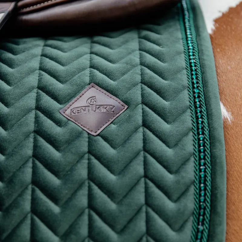 Kentucky Velvet Pearls Saddlecloth - Pine Green-1