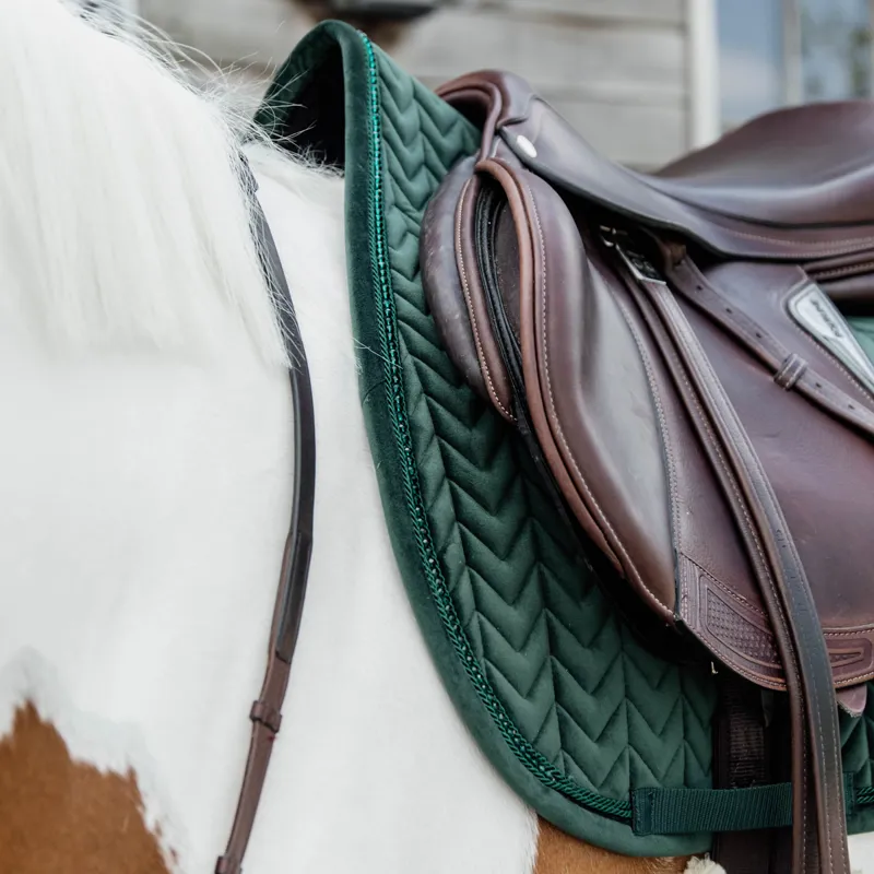 Kentucky Velvet Pearls Saddlecloth - Pine Green-2