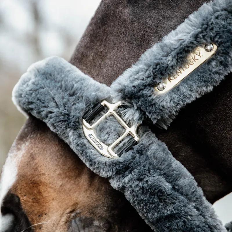 Kentucky Shipping Synthetic Sheepskin Headcollar - Grey-1