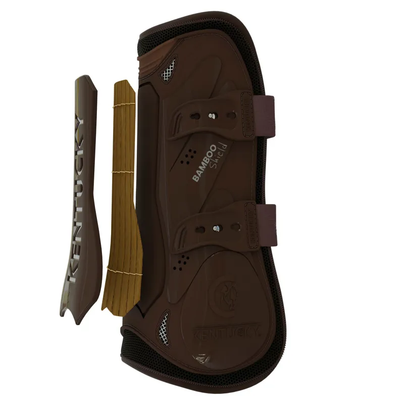 Kentucky Bamboo Shield Tendon Boots with Elastic Straps - Brown-2